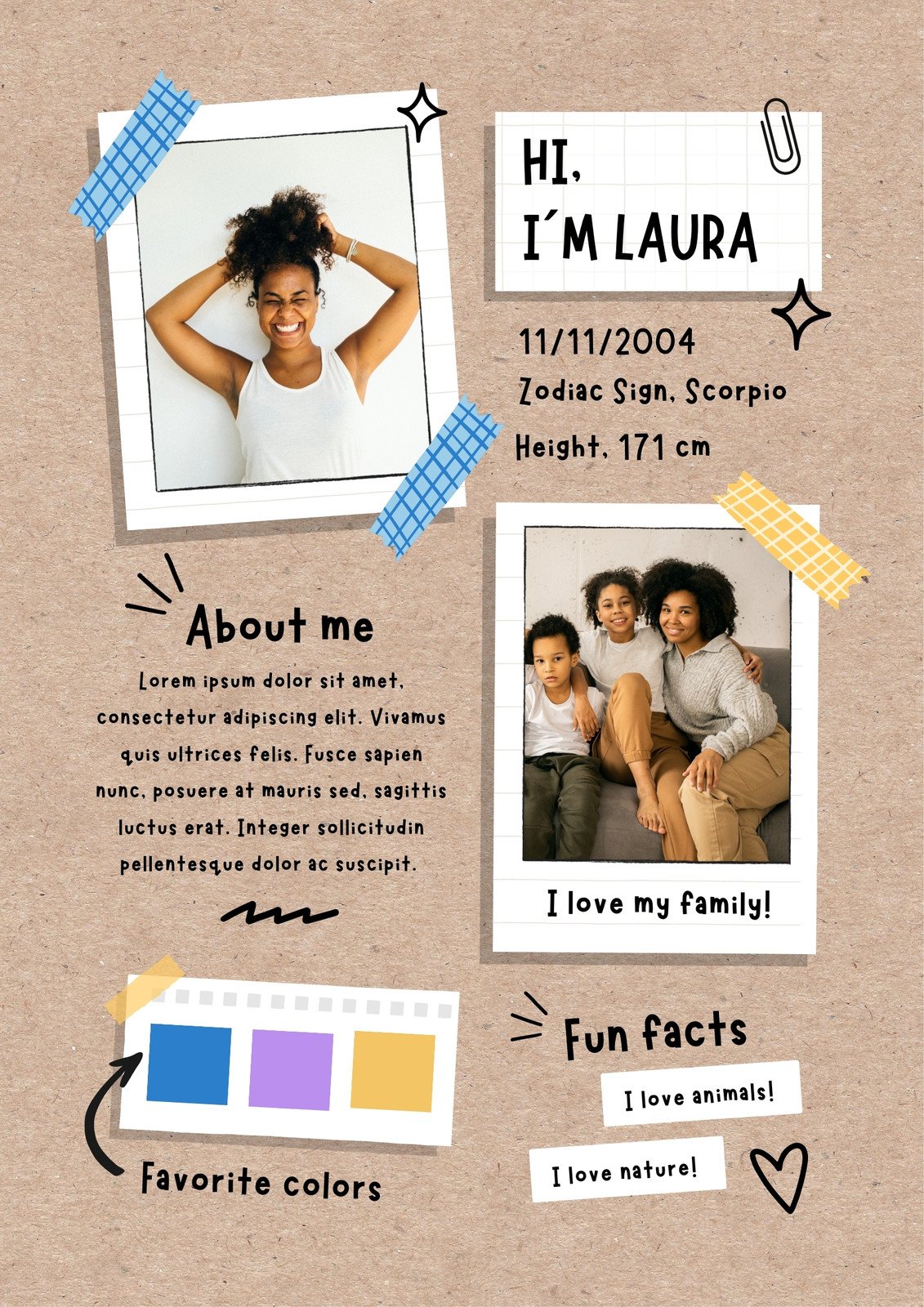 all about me poster printable templates