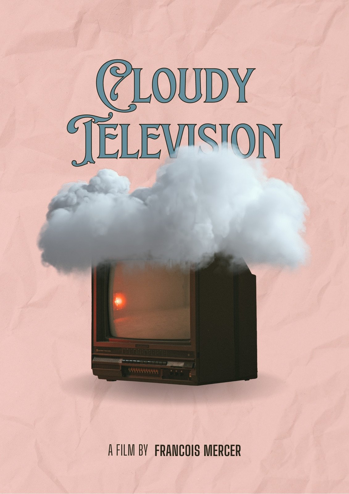 Pink Retro Cloudy Television Movie Poster