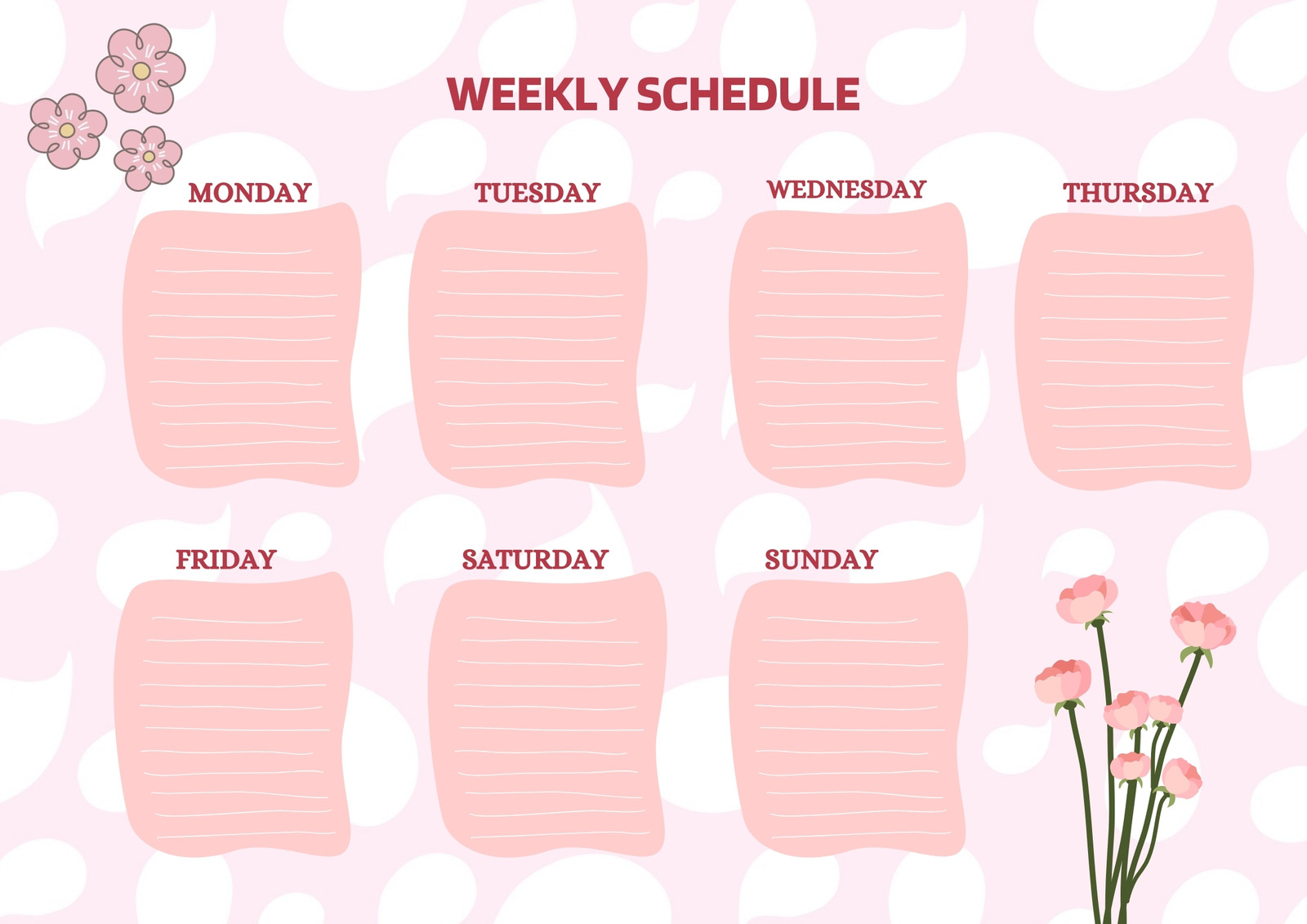 Pink Modern Weekly Schedule 