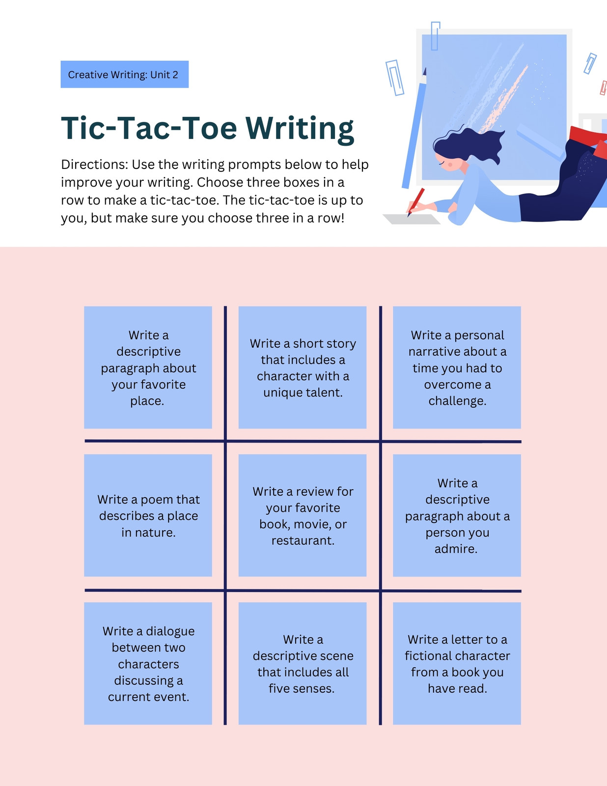 Reading Strategy Tic Tac Toe for Fiction Texts Worksheet