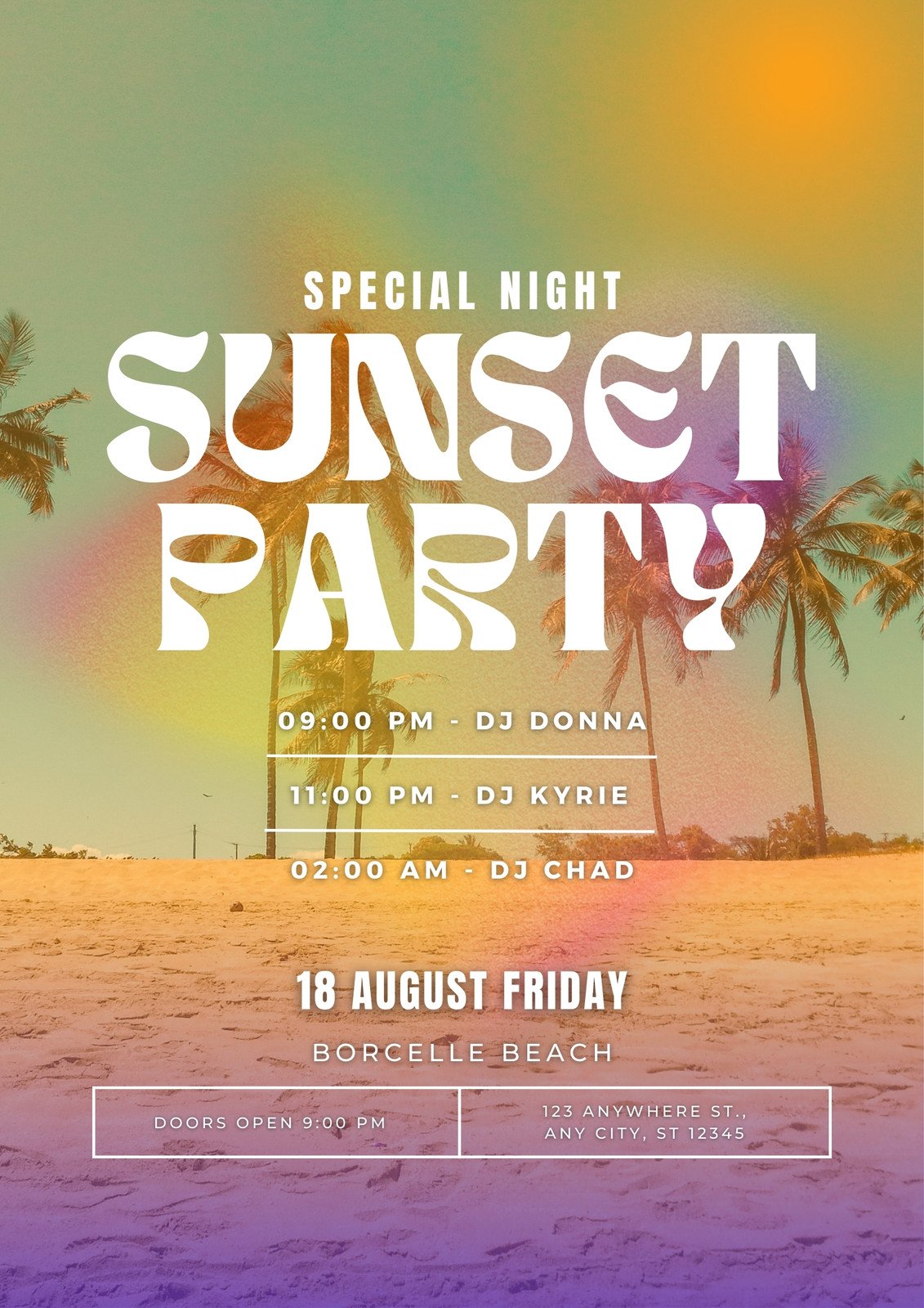 Yellow And Orange Photographic Sunset Party Poster