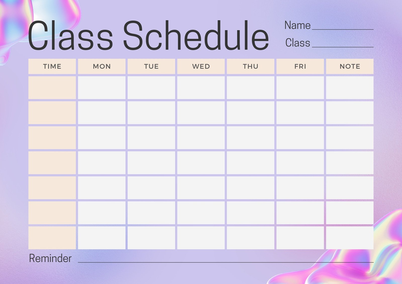 Purple Beige Gradient Minimal Class Schedule 