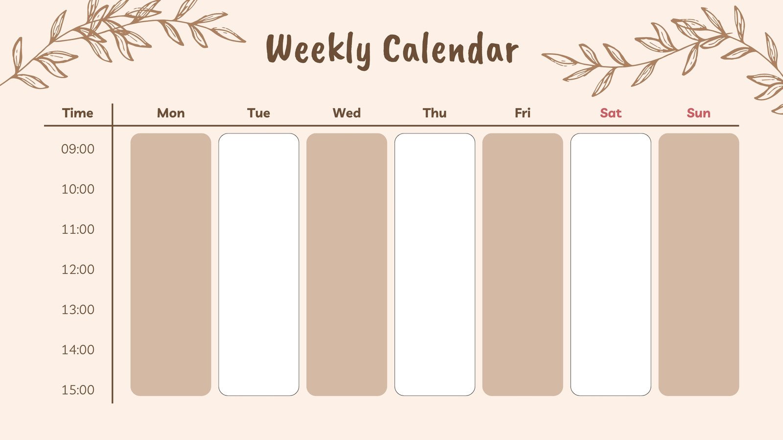 Beige Aesthetic Weekly Calendar