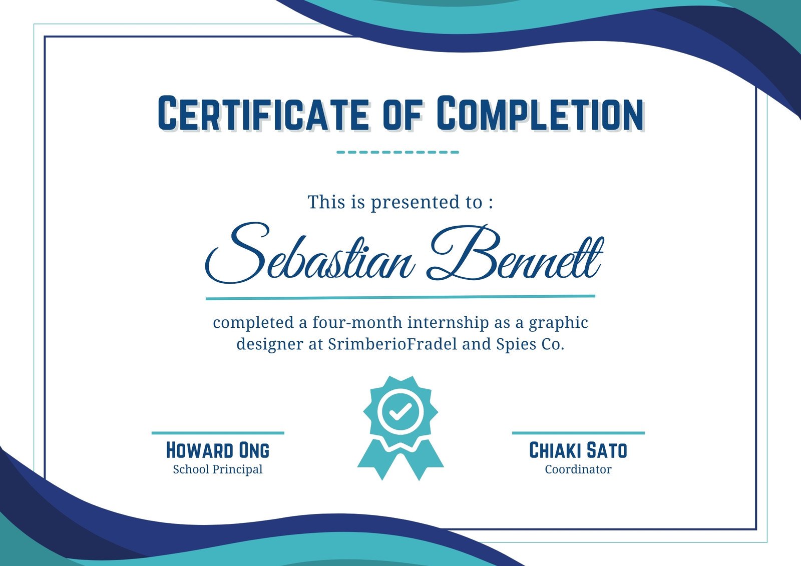 Blue  Professional Certificate of Completion