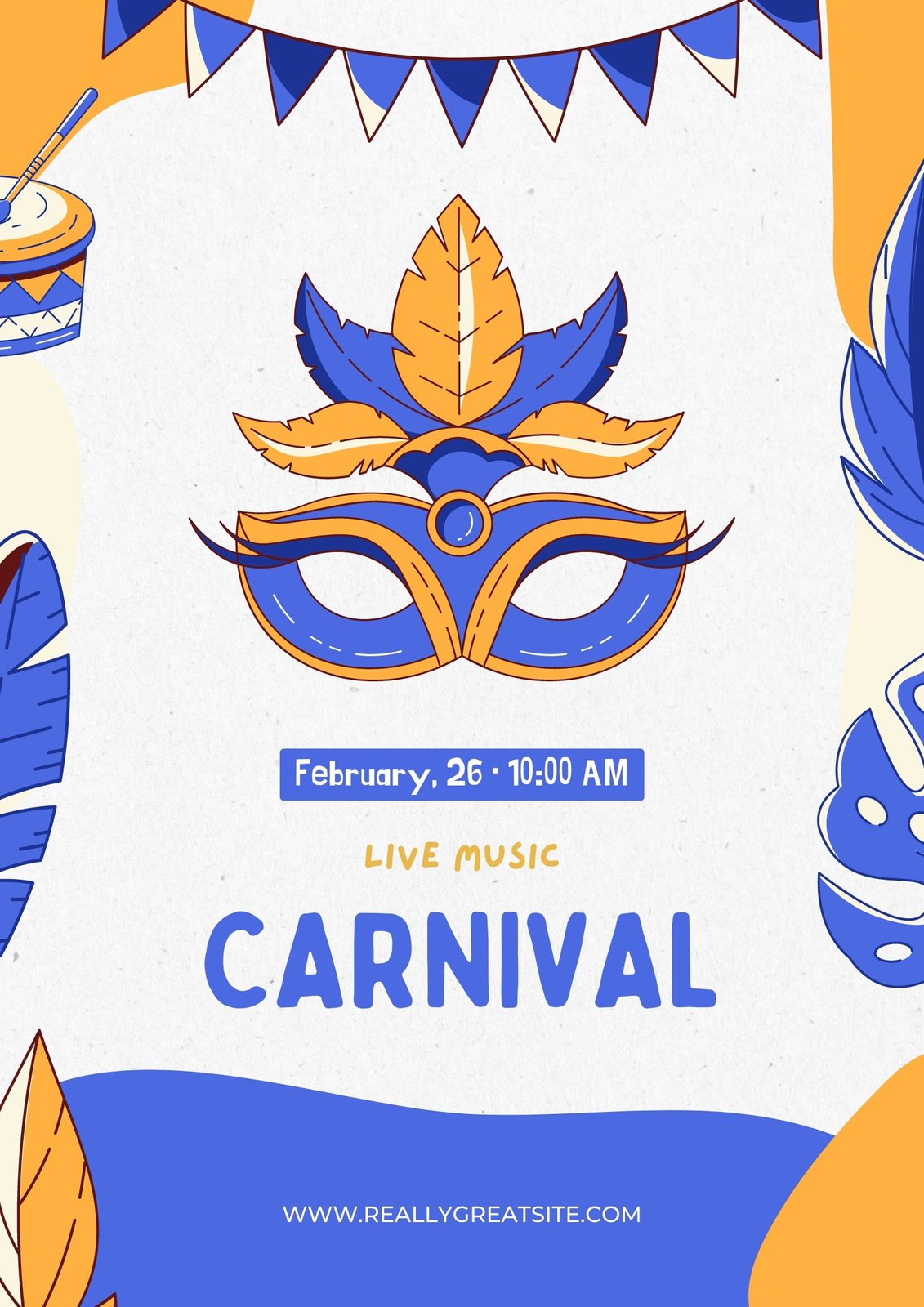 Blue Party Carnival Illustration Poster
