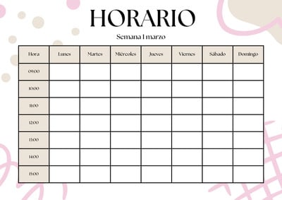 plantilla de calendario semanal de lunes a domingo