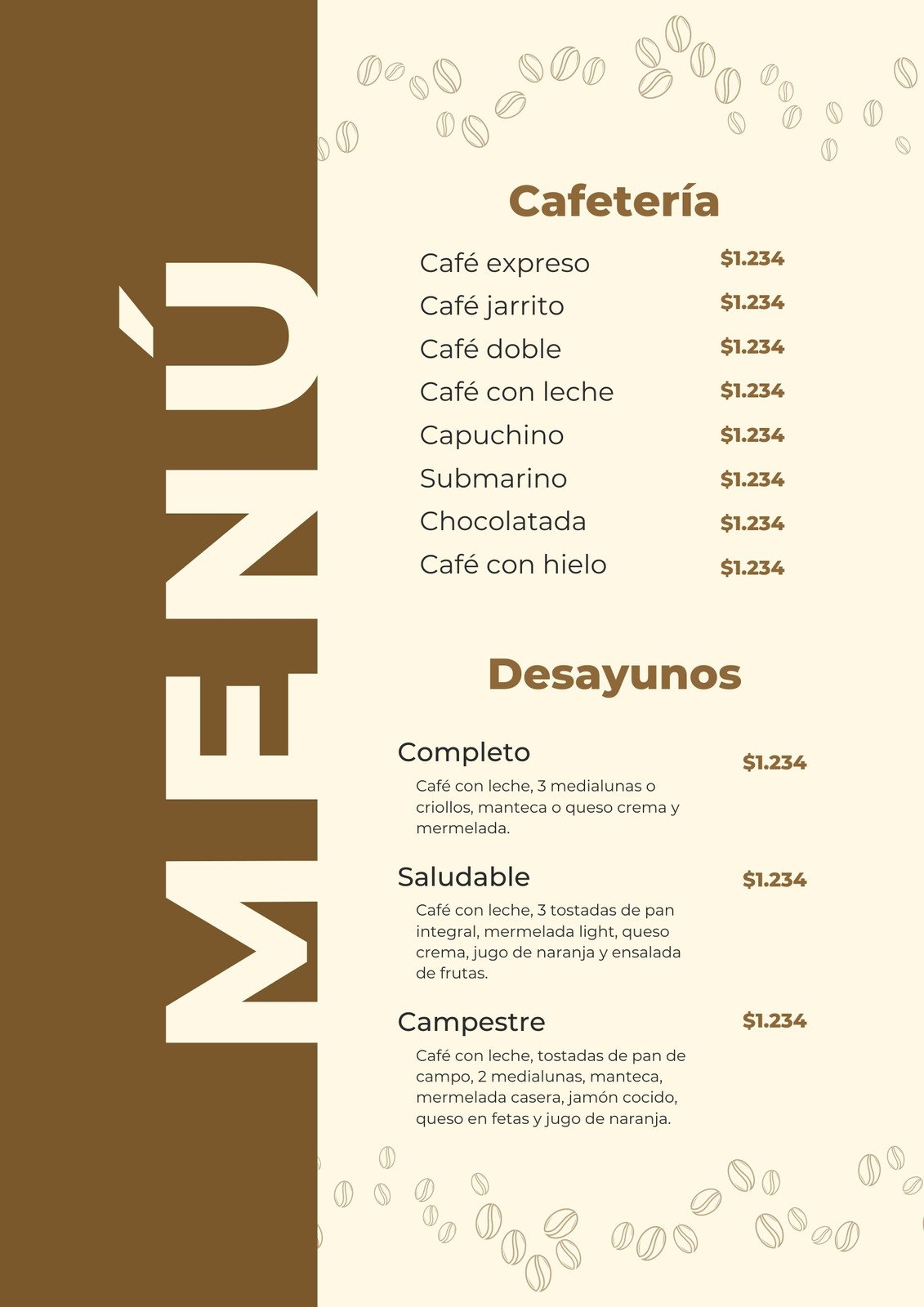 Plantillas de menús editables para tu negocio | Canva