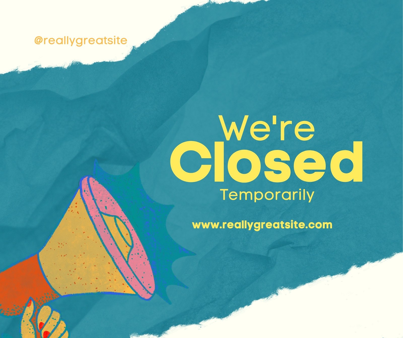 Yellow Blue Simple We Are Closed Facebook Post