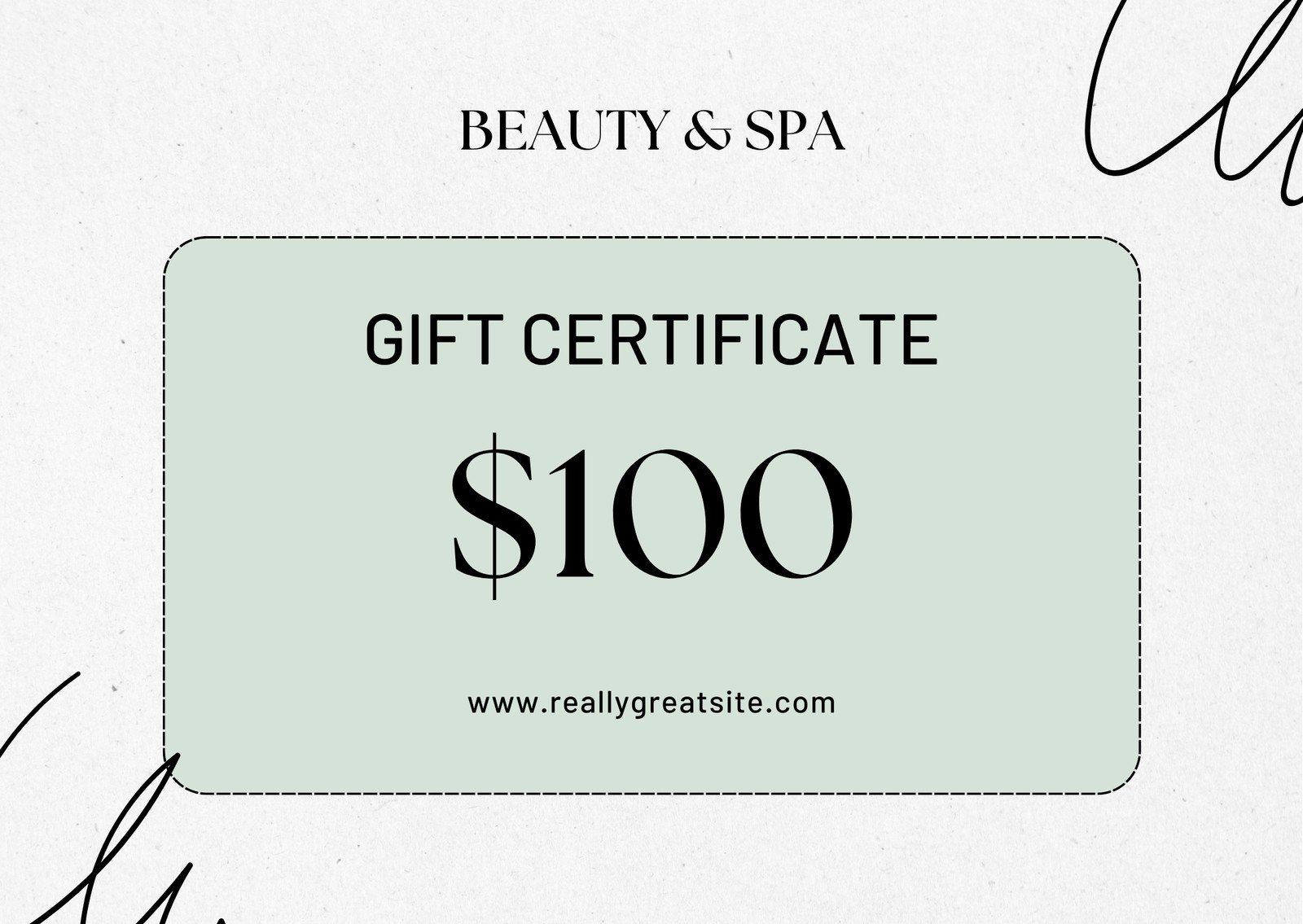 Green Simple Beauty Spa Gift Certificate