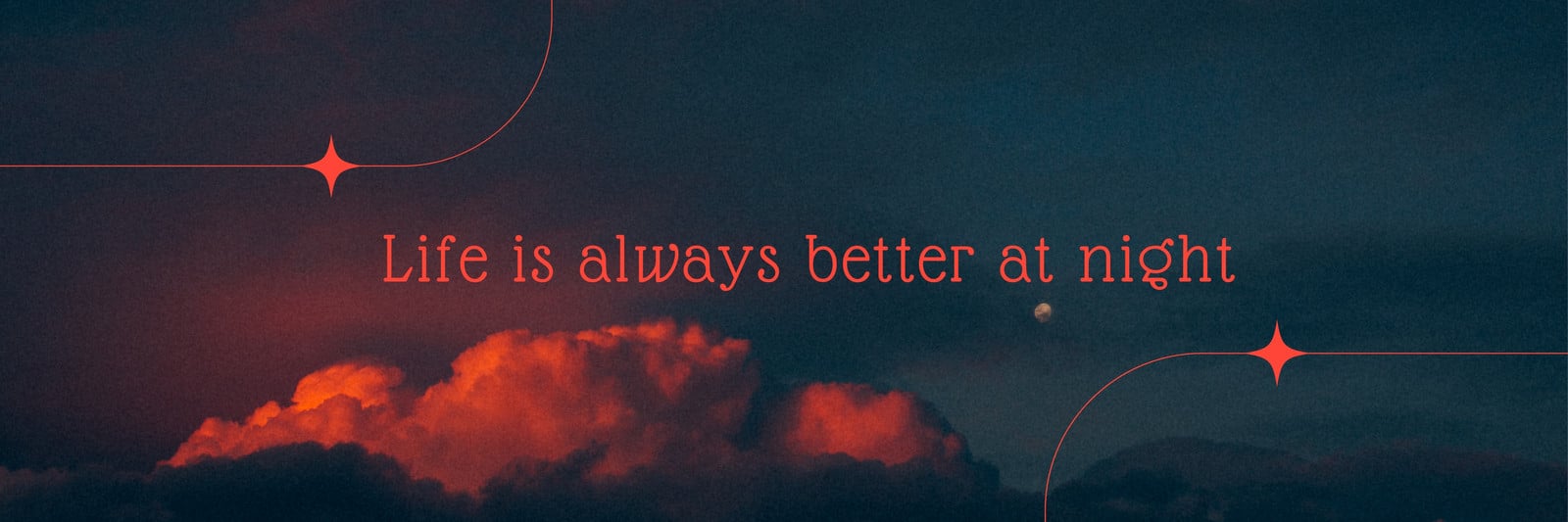 Red and Black Full Photo Night Sky Aesthetic Quote Twitter Header