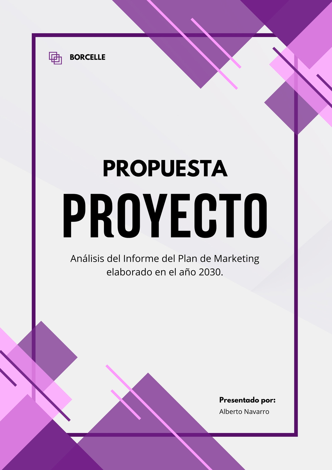 Documento A4 Portada Propuesta de Proyecto Profesional Morado