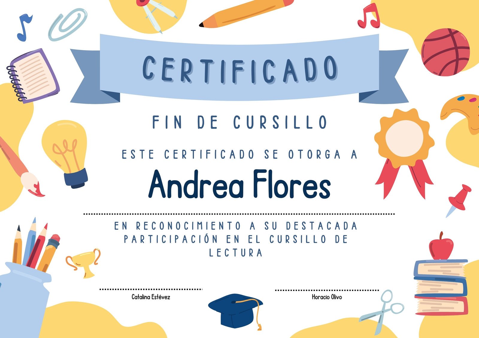 Diploma Certificado Cursillo Verano Infantil Multicolor