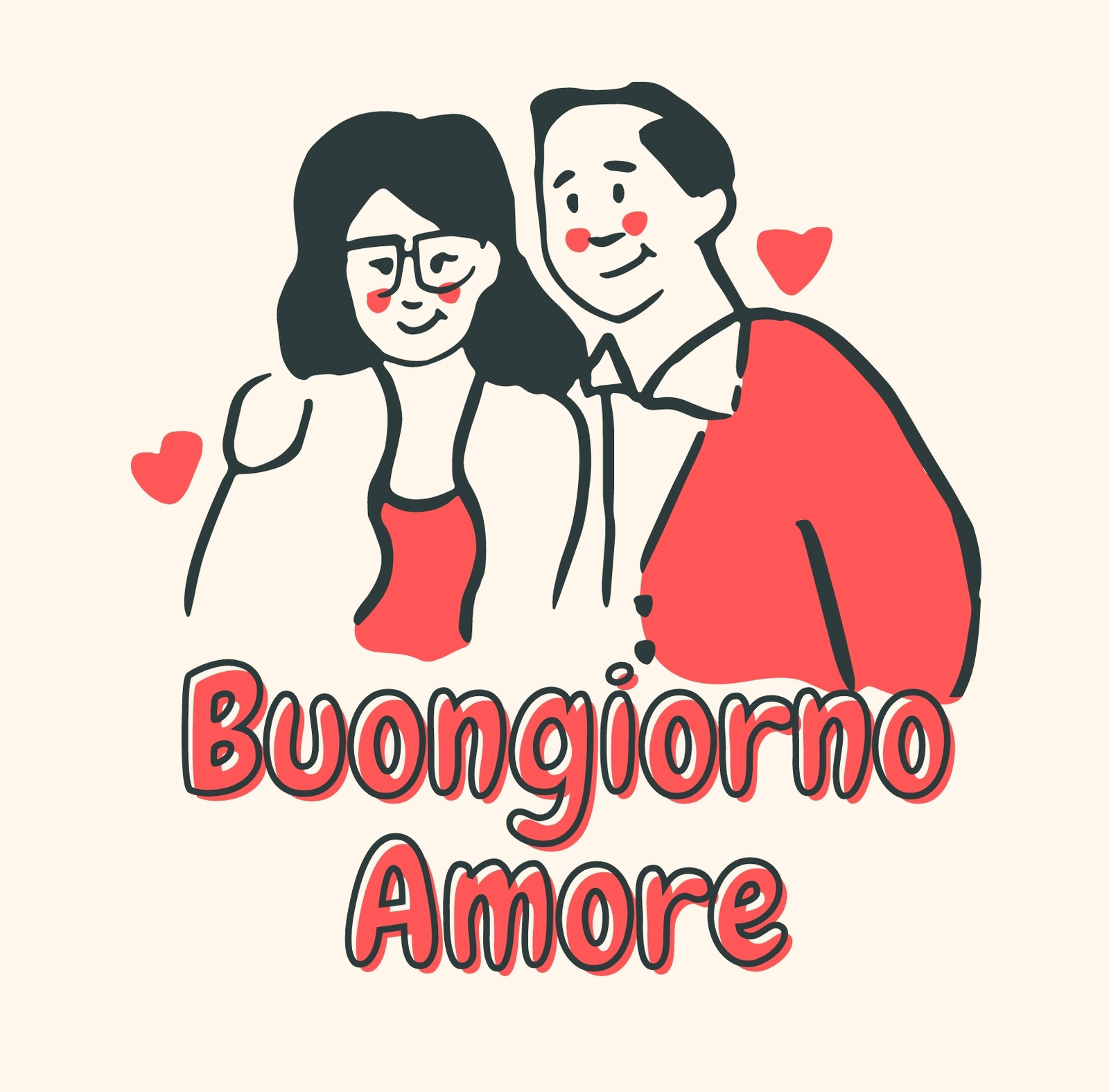 Rosso Beige Romantico Semplice Illustrato Buongiorno Amore San Valentino Tazza Fronte Retro