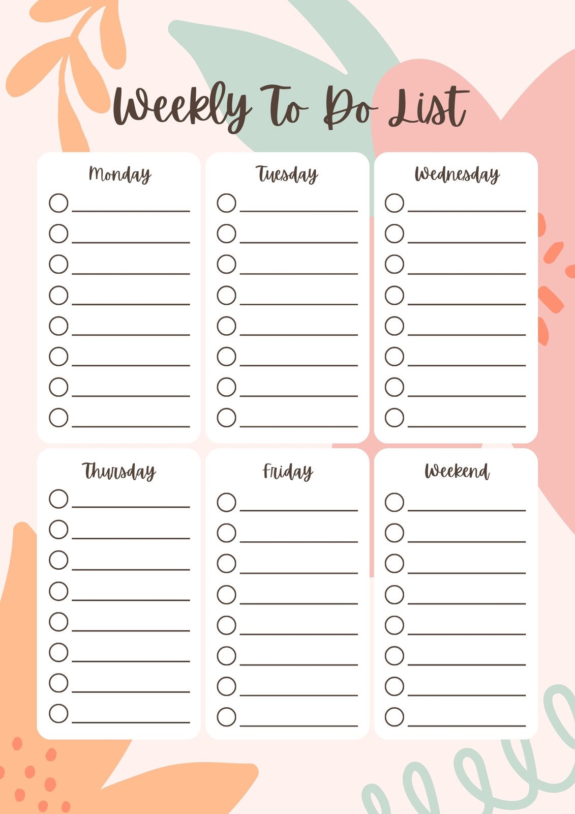 Weekly Planner Printable to Do List 