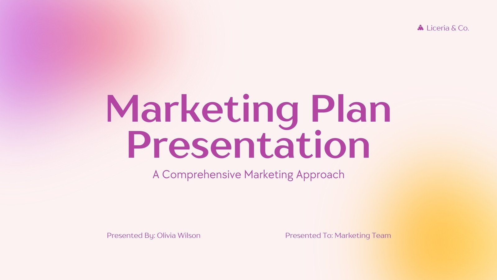 Purple and Yellow Gradient Marketing Plan Presentation