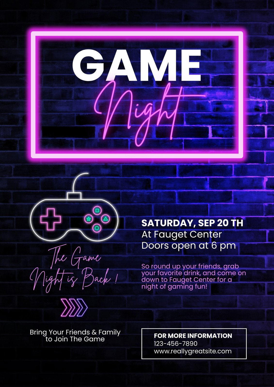 Game Night Flyer  Event poster design, Game night, Gaming posters