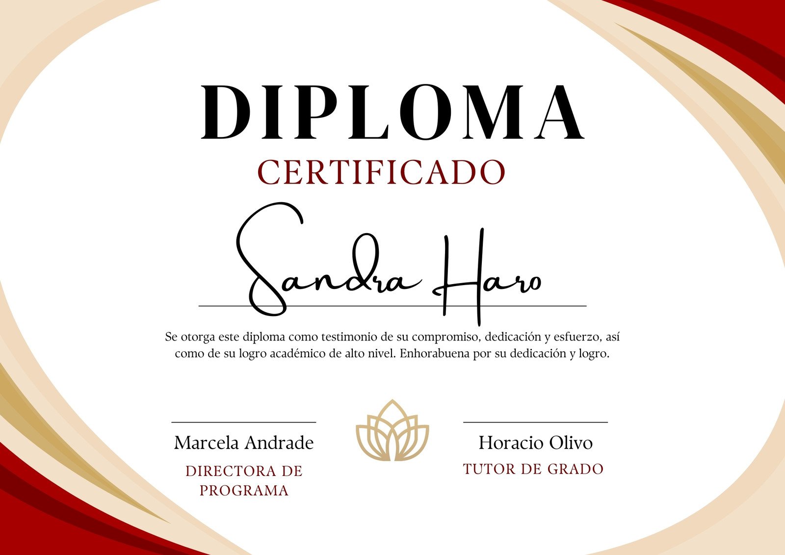 Diploma Certificado Título Curso Clase Profesional Elegante Dorado 