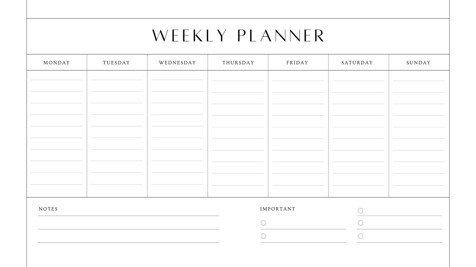 White Minimalist Weekly Planner Calendar