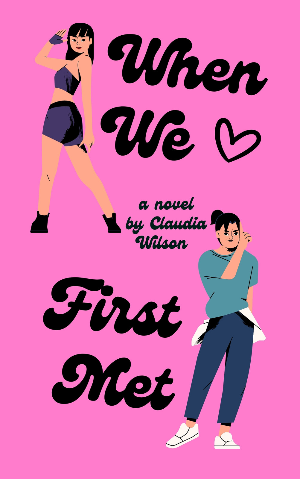 Pink, Black and Orange Couple Illustration Romance/Chick Lit Book Cover -  Templates by Canva