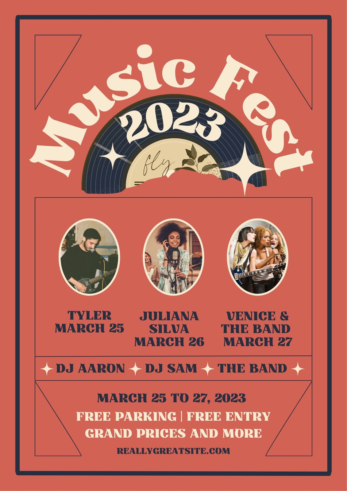 Retro Maroon Aesthetic Music and Concert Fest Event Calendar Poster