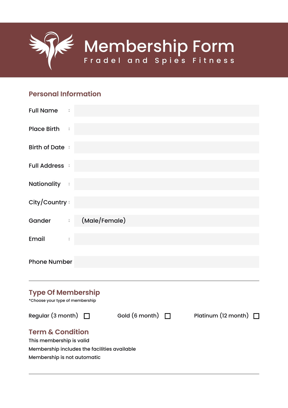Free Online Membership Form Templates