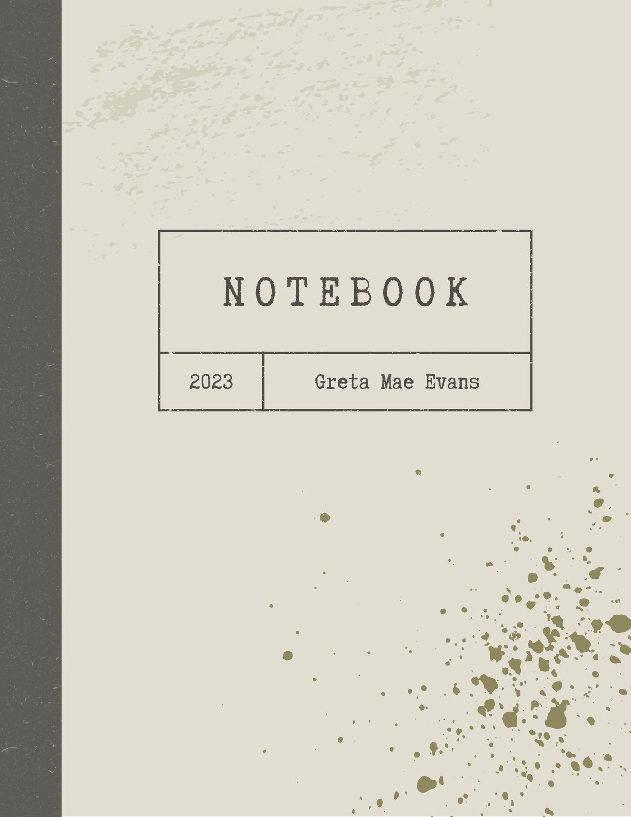 Grey Vintage Aesthetic Texture Notebook Cover