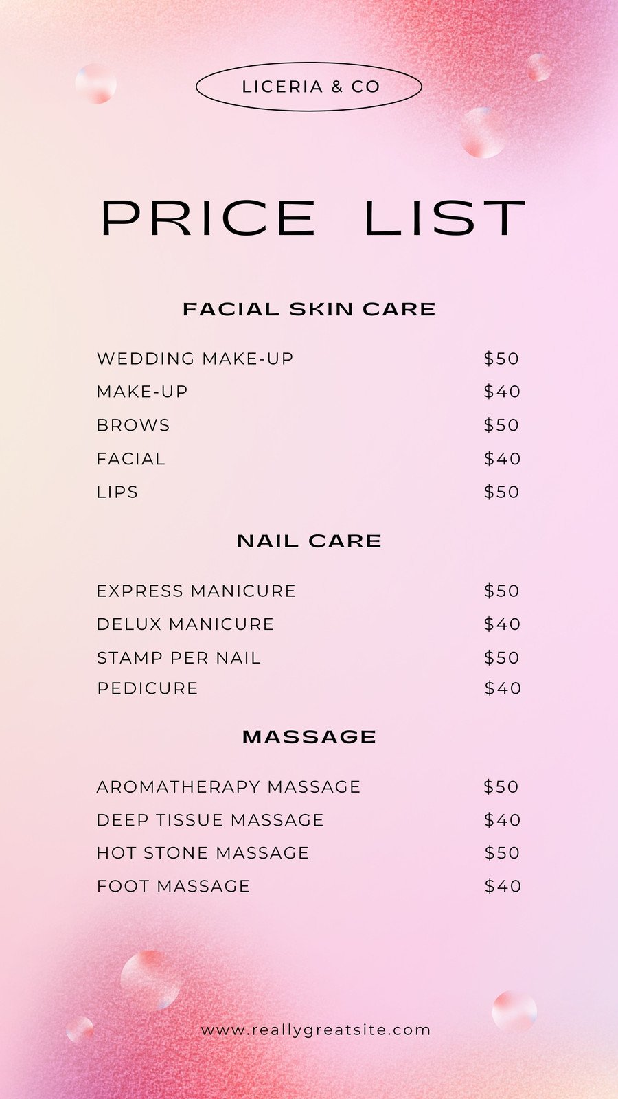 Price List | Nailspa