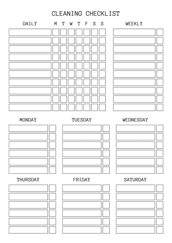 checklist template for kids