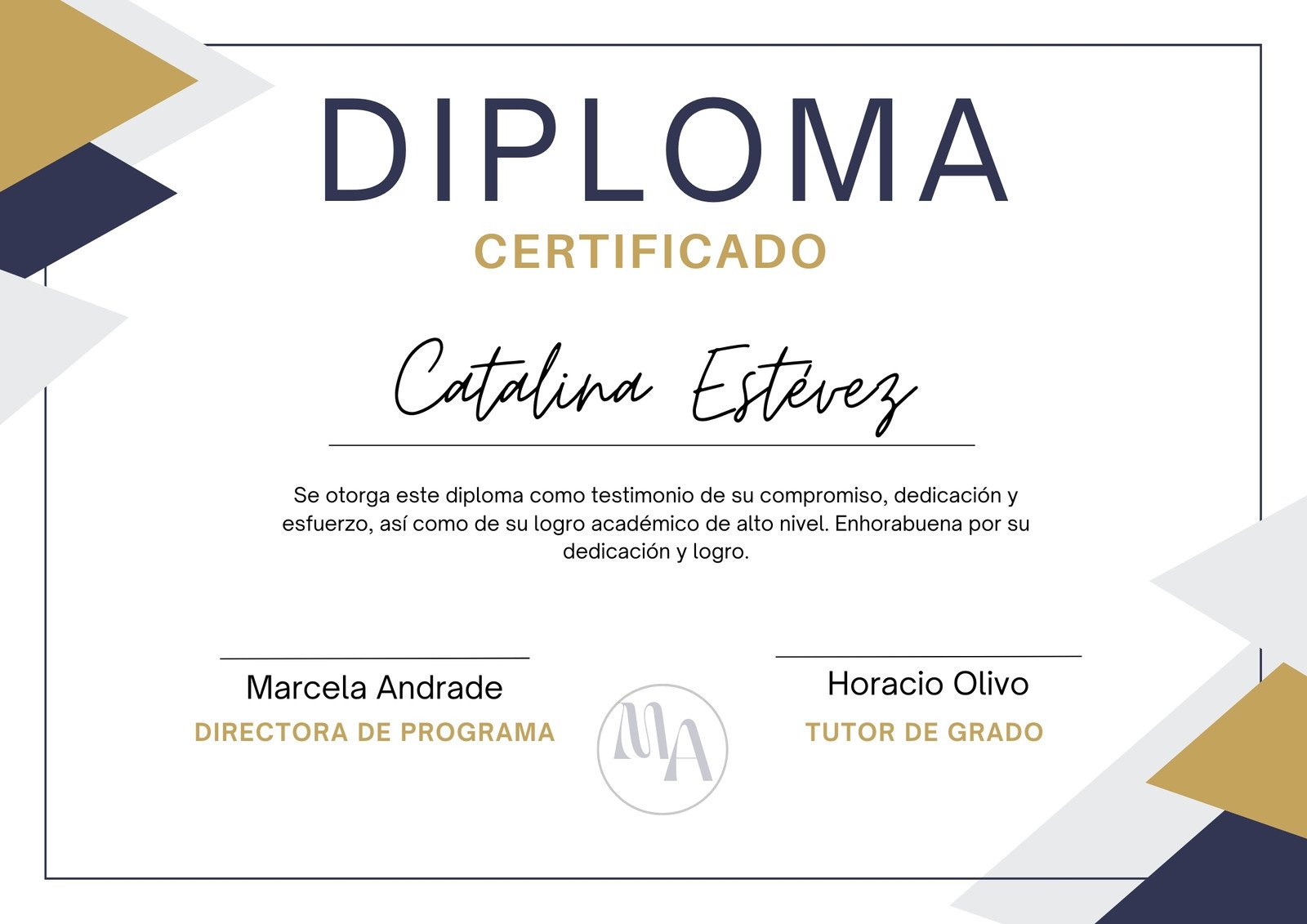 Diploma Certificado Original Curso Clase Oficial Corporativo Azul