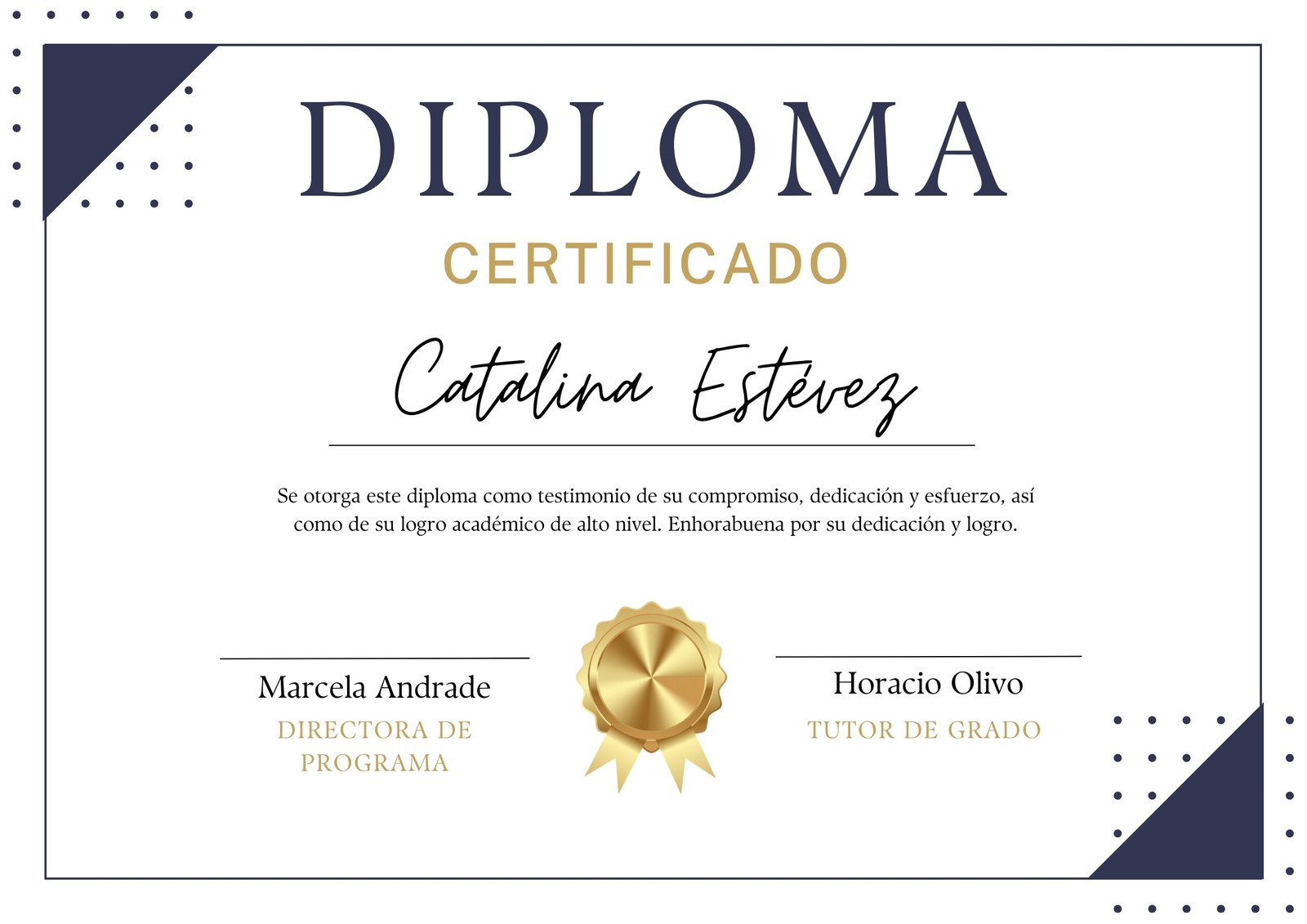 Diploma Certificado Profesional Corporativo Azul