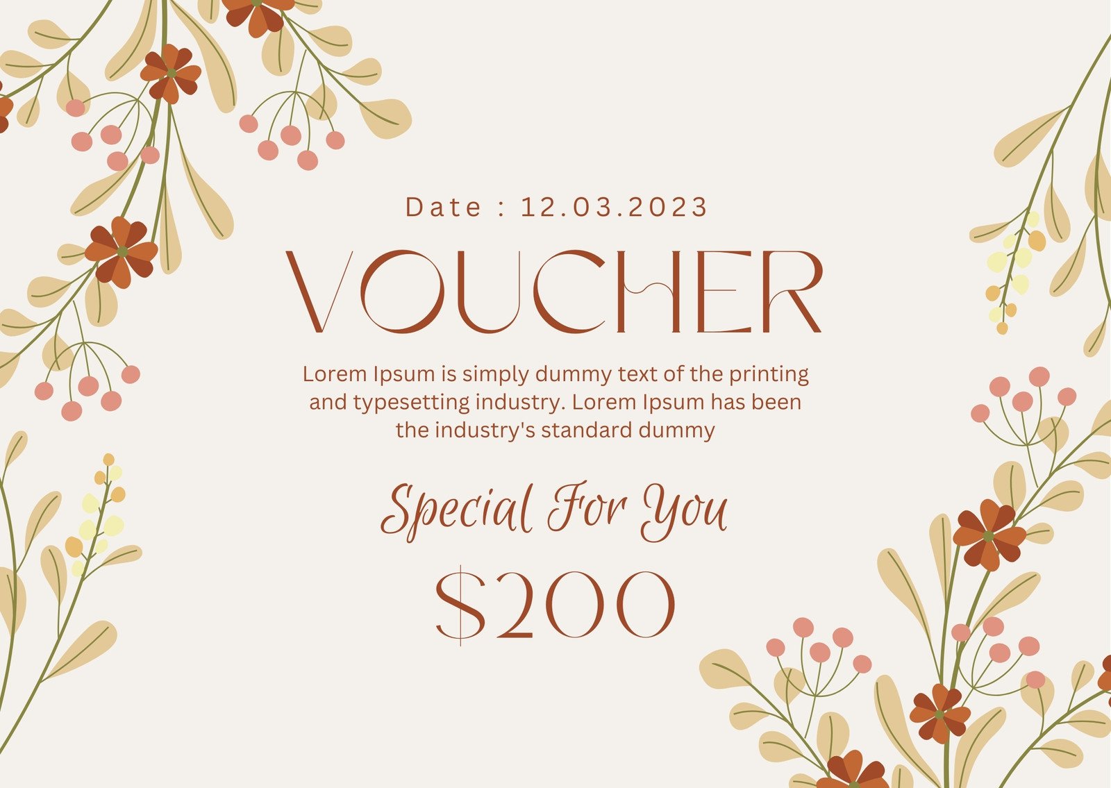 Beige And Pink Illustrative Voucher Gift Certificate