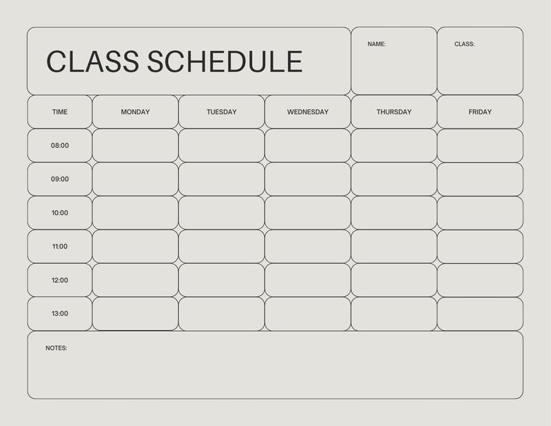 Printable Fake Class Schedule