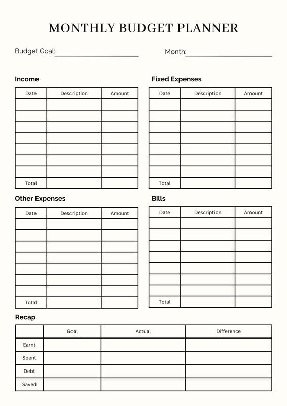 Monthly Budget Planner,Budget Tracker,Expense Tracker,Budget