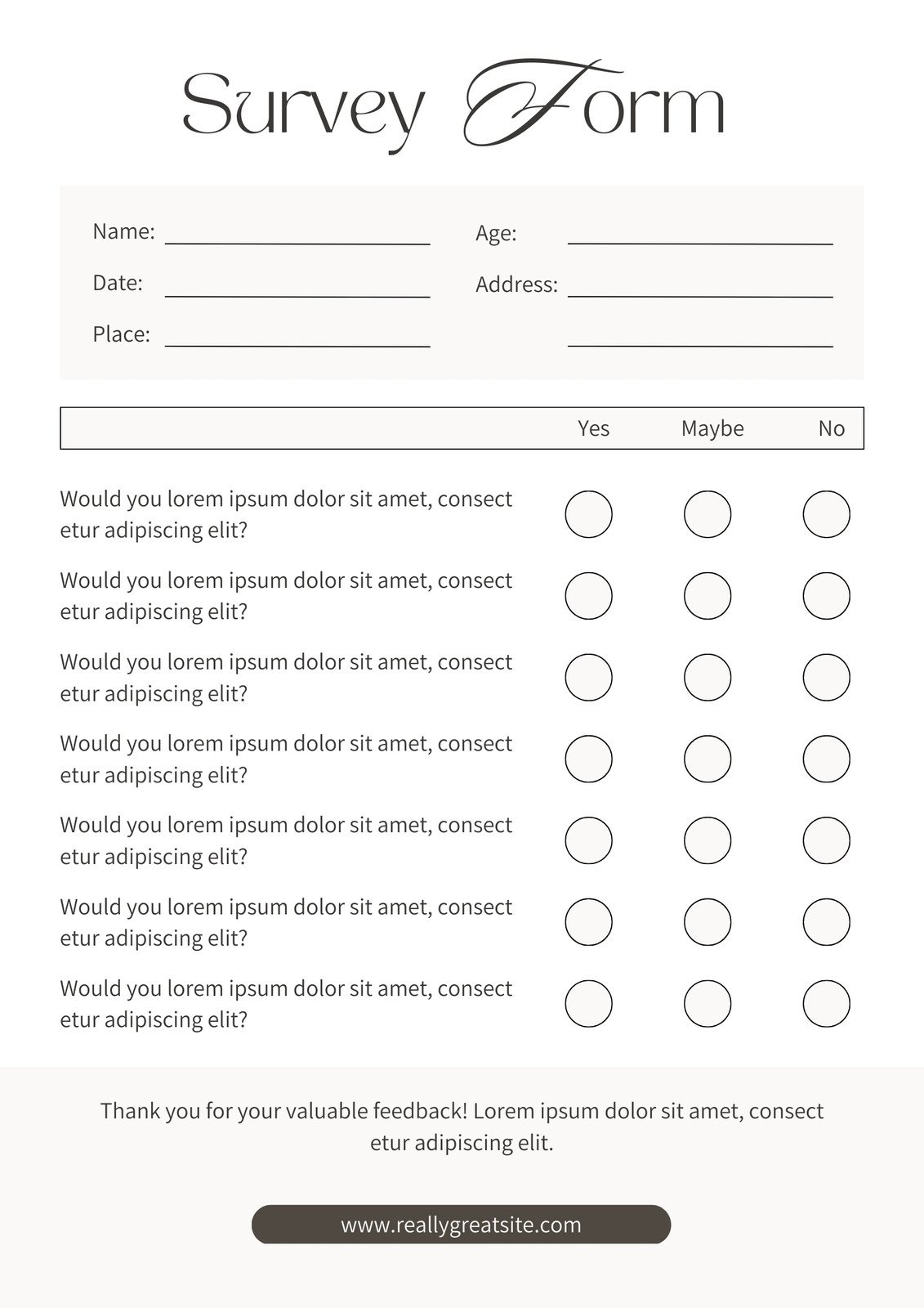 research questionnaire template word