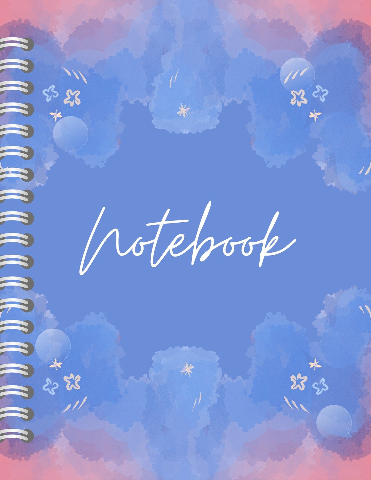 Pink And Blue Watercolor Notebook