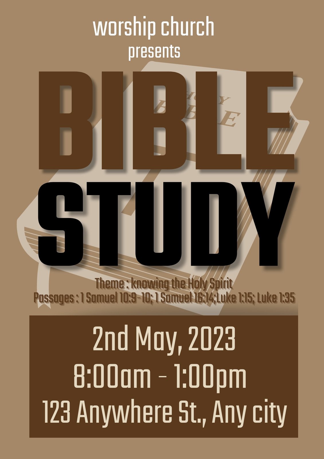 Brown Minimalist Bible Study Flyer