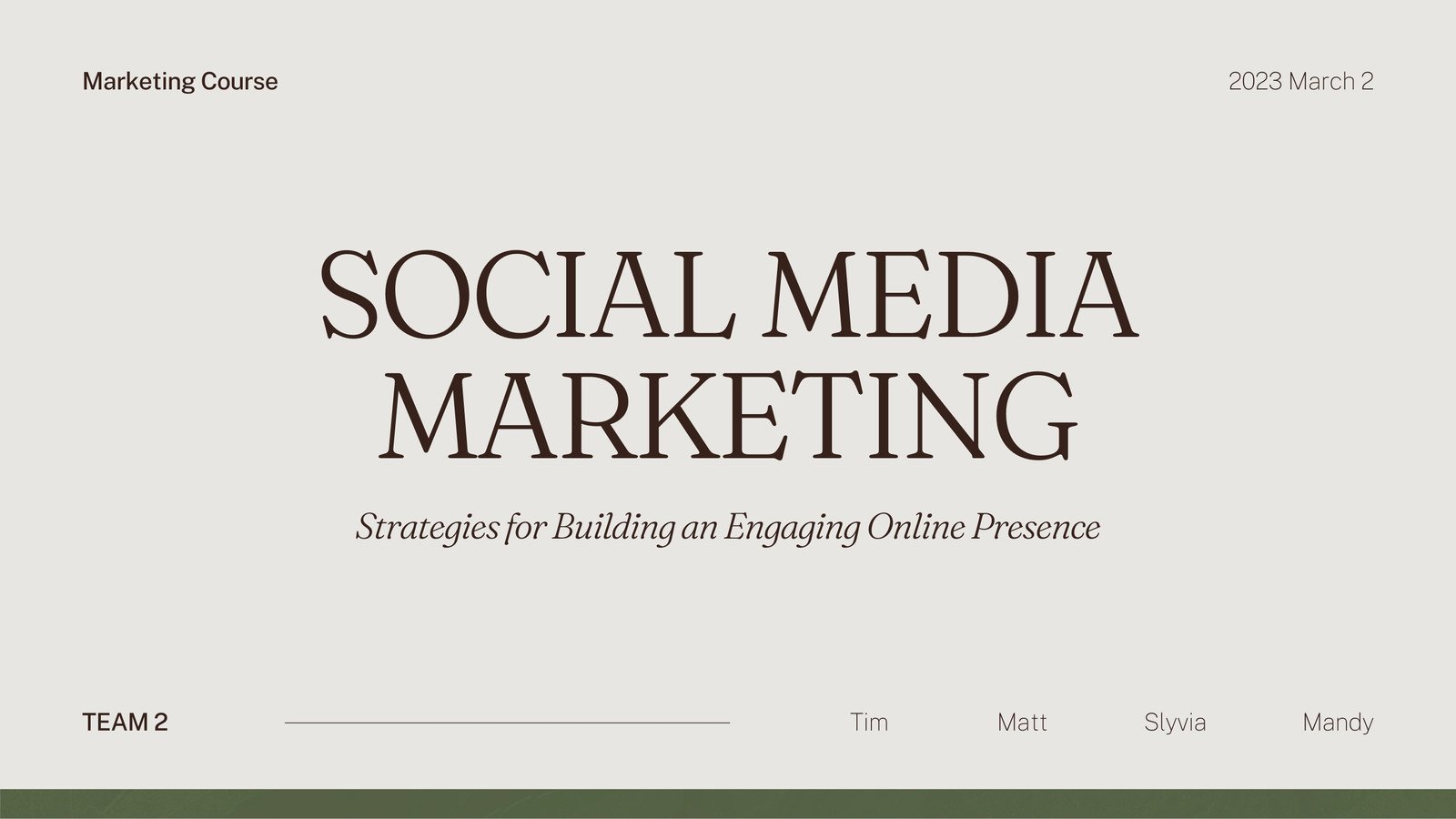 Beige Green Simple Minimalist Social Media Marketing Project Presentation