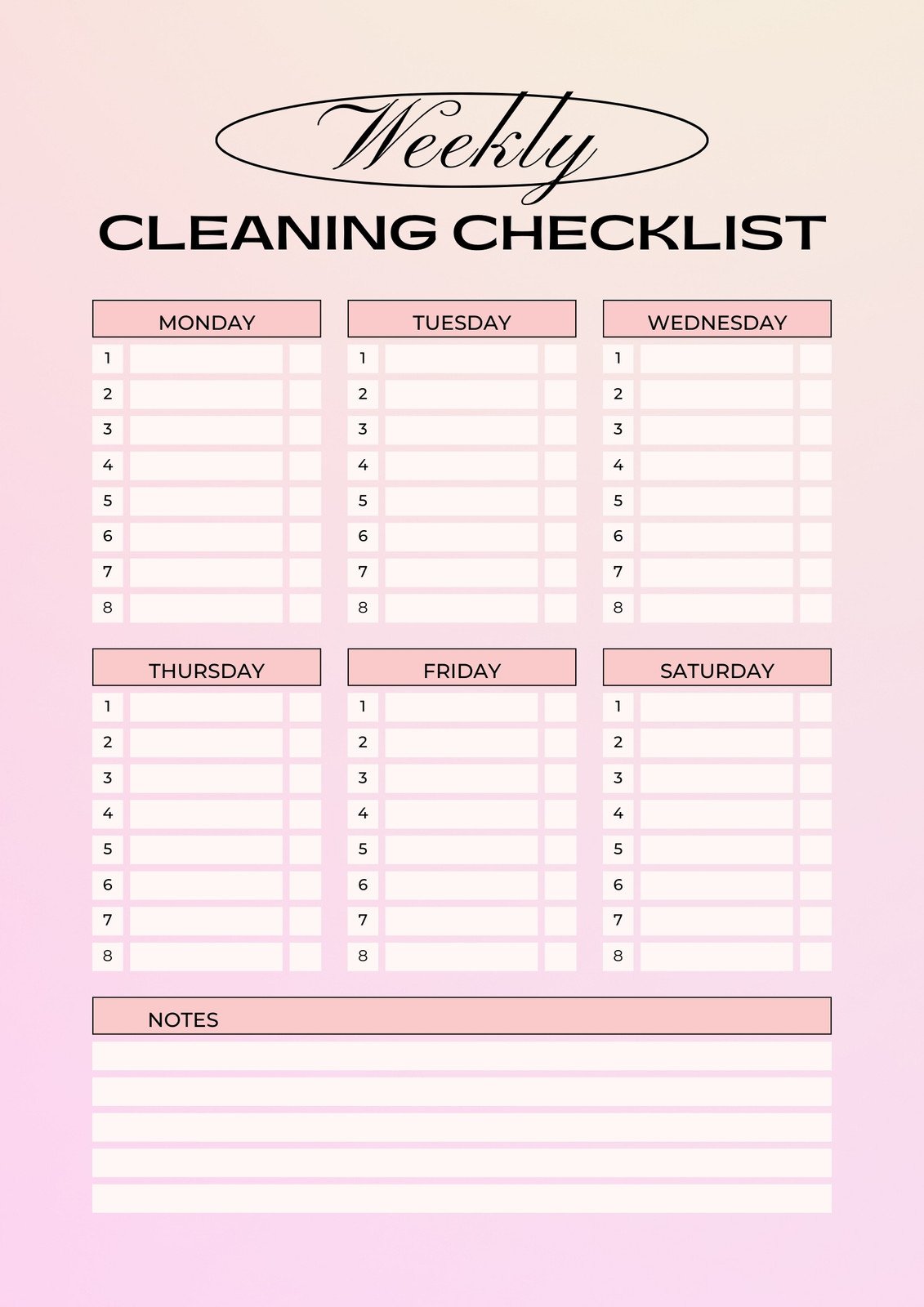 Cleaning Charts Templates