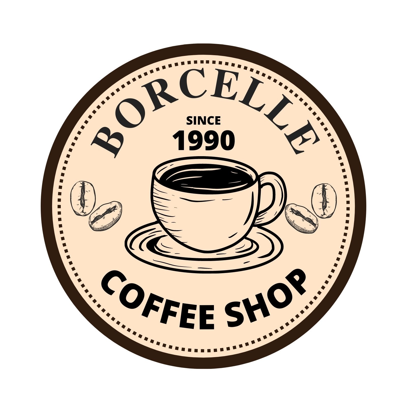 Brown Simple Round Badge Coffee Shop Logo