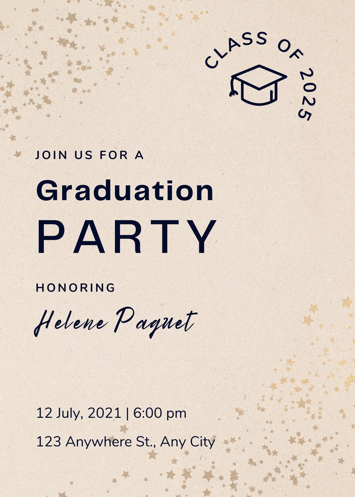 Beige and Gold Clean Minimalistic Graduation Party Invitation