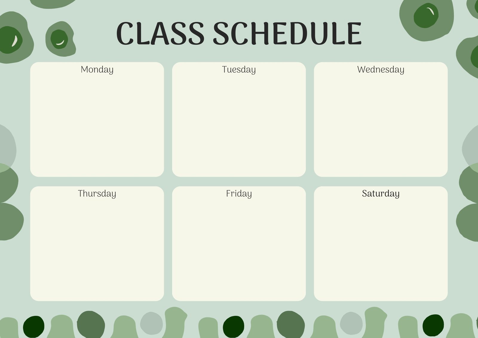 Green Simple Abstract Shape Stain Illustration Class Schedule