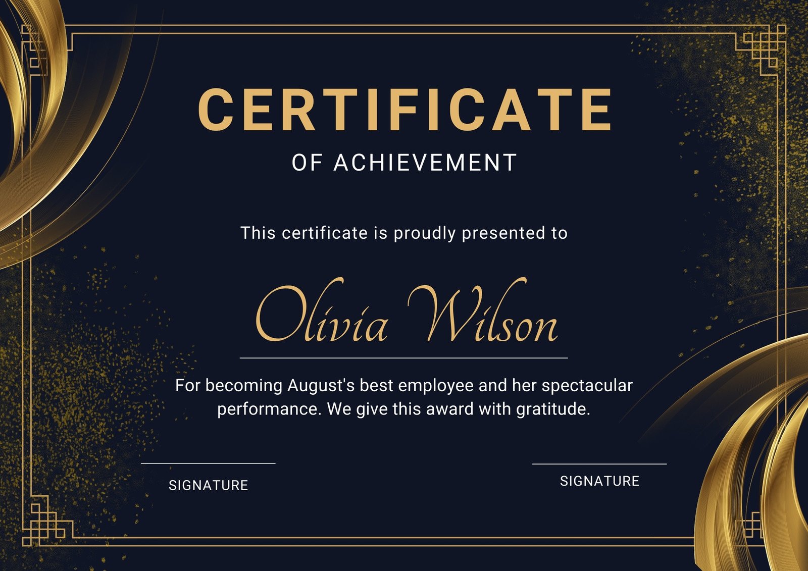 Blue Gold Elegant Participate Achievement Certificate