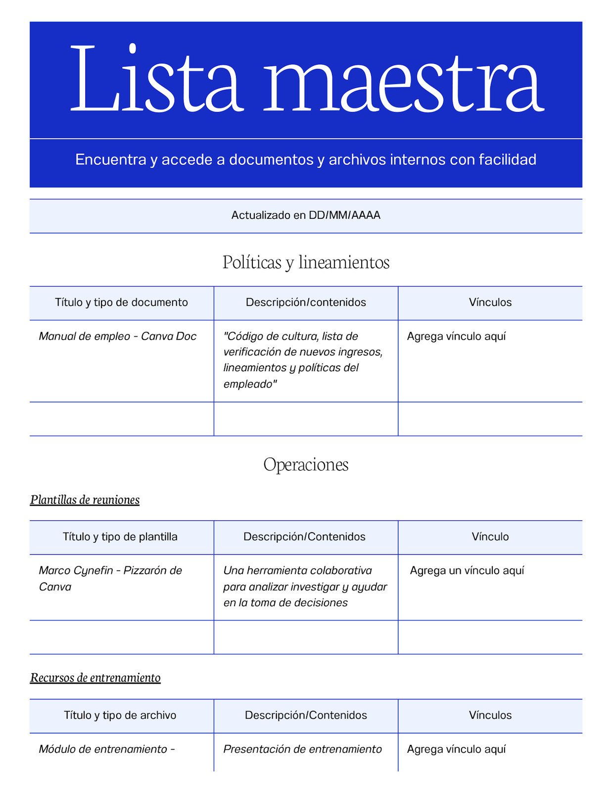 lista maestra de documentos