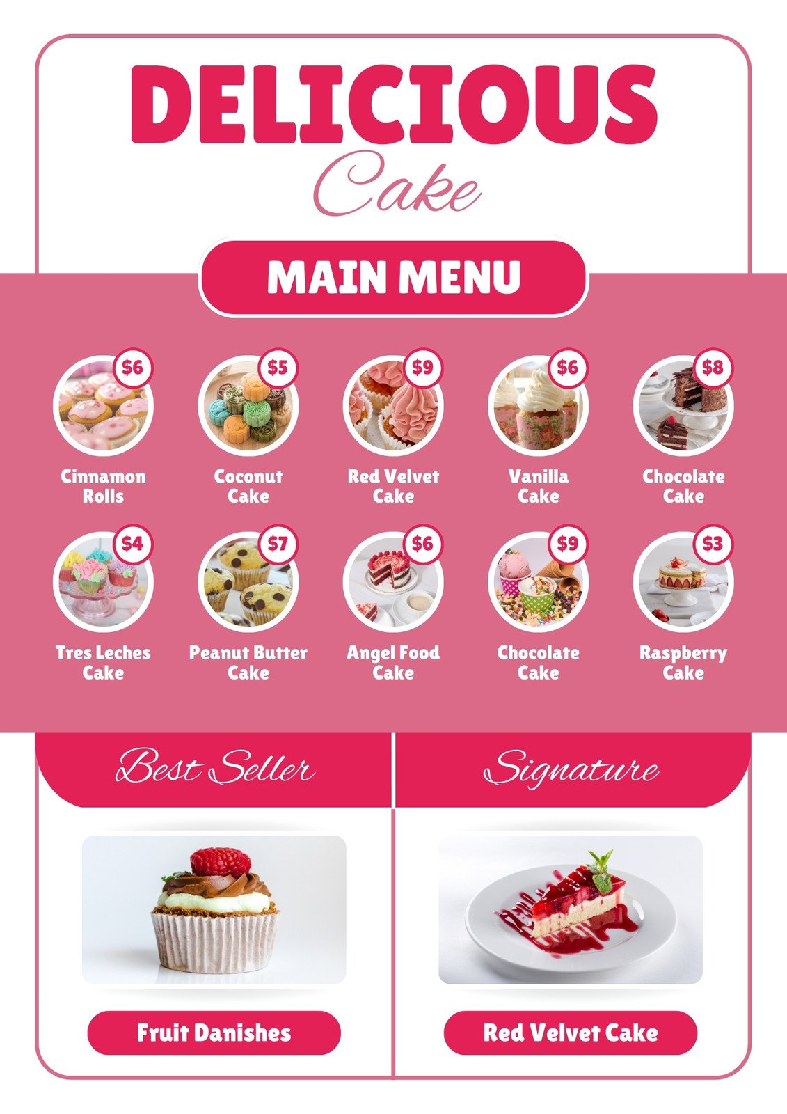 Desserts and cakes for bakery menu template Vector Image