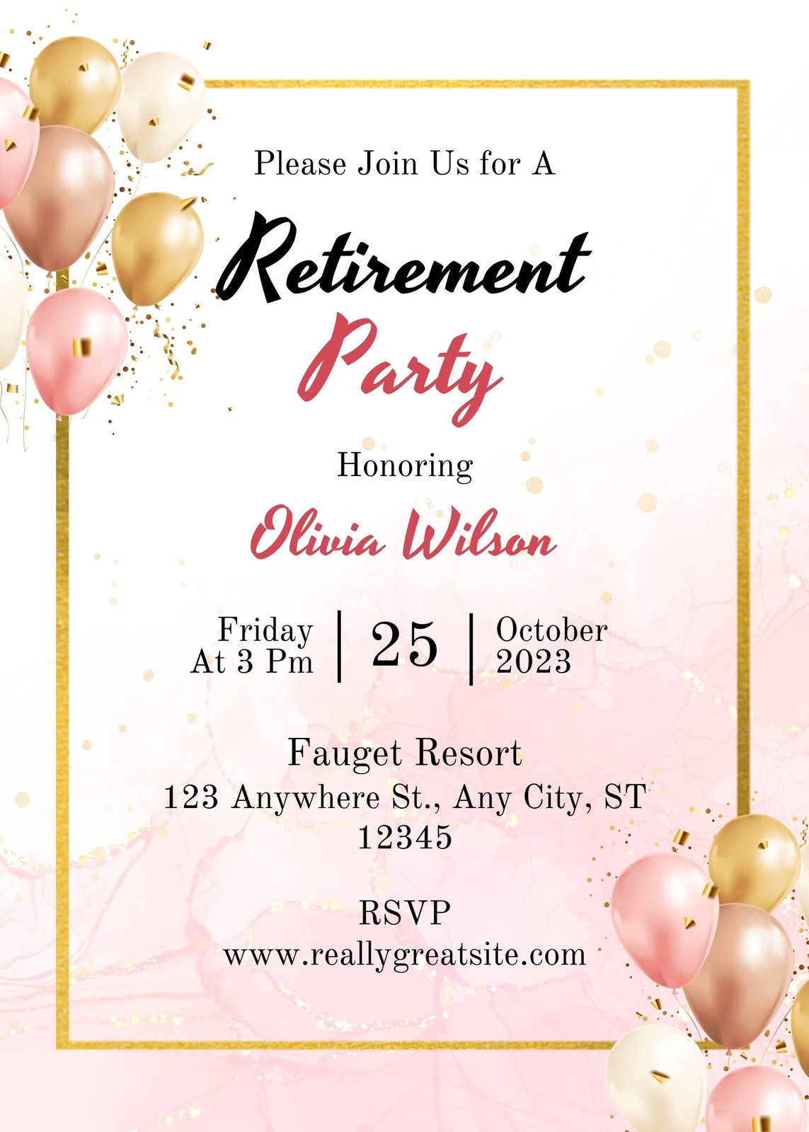 Canva Gold And Pink Modern Retirement Party Invitation 1JJXHPZqY3A 