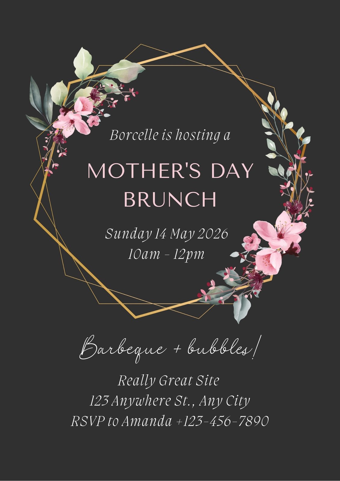 Dark Floral Watercolour Hexagon Mother's Day Event A3 Poster