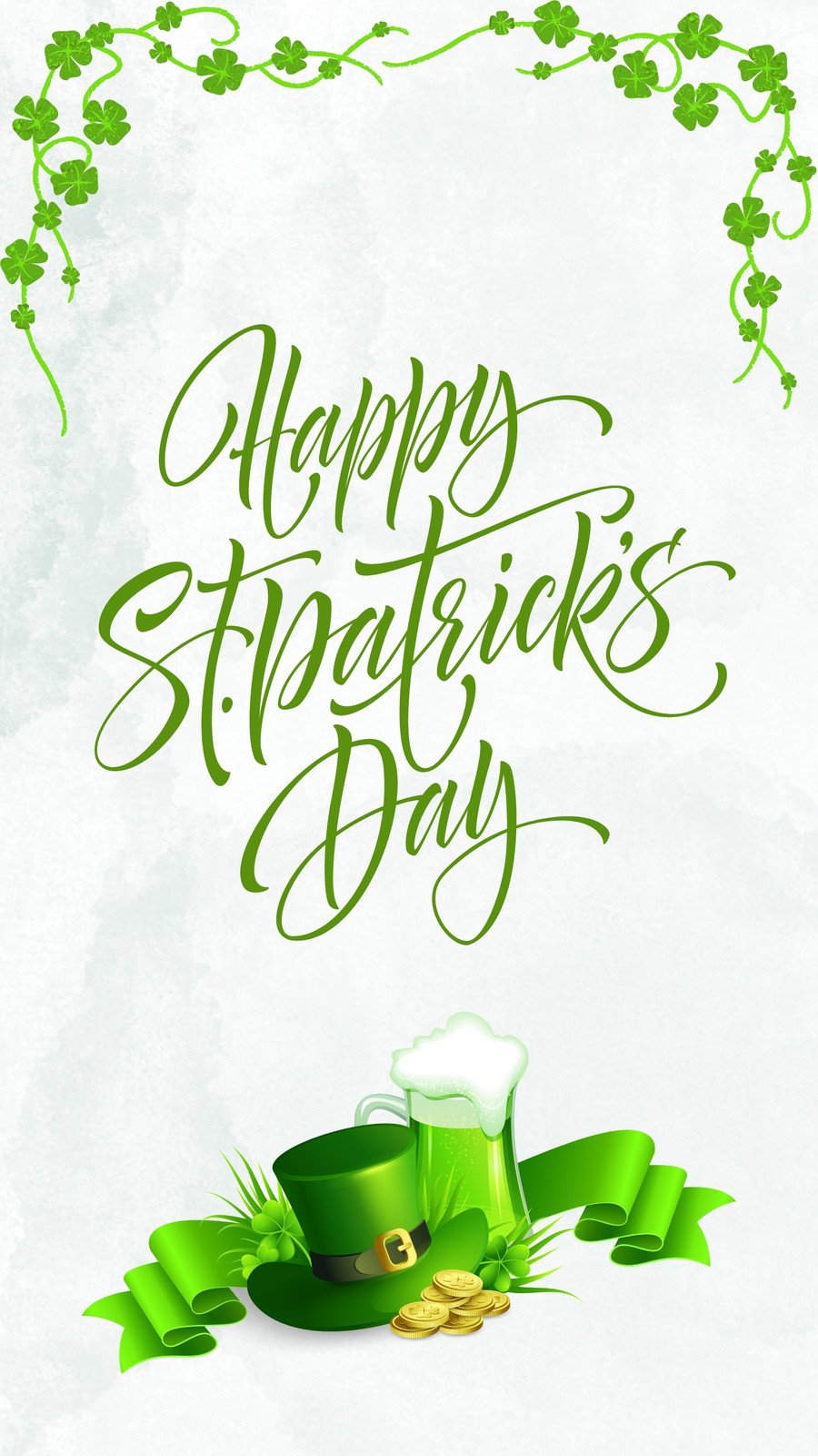 Happy St Patricks Day Green FourLeaf Clover Leaves Decorations Half  White Background HD St Patricks Day Wallpapers  HD Wallpapers  ID  113986