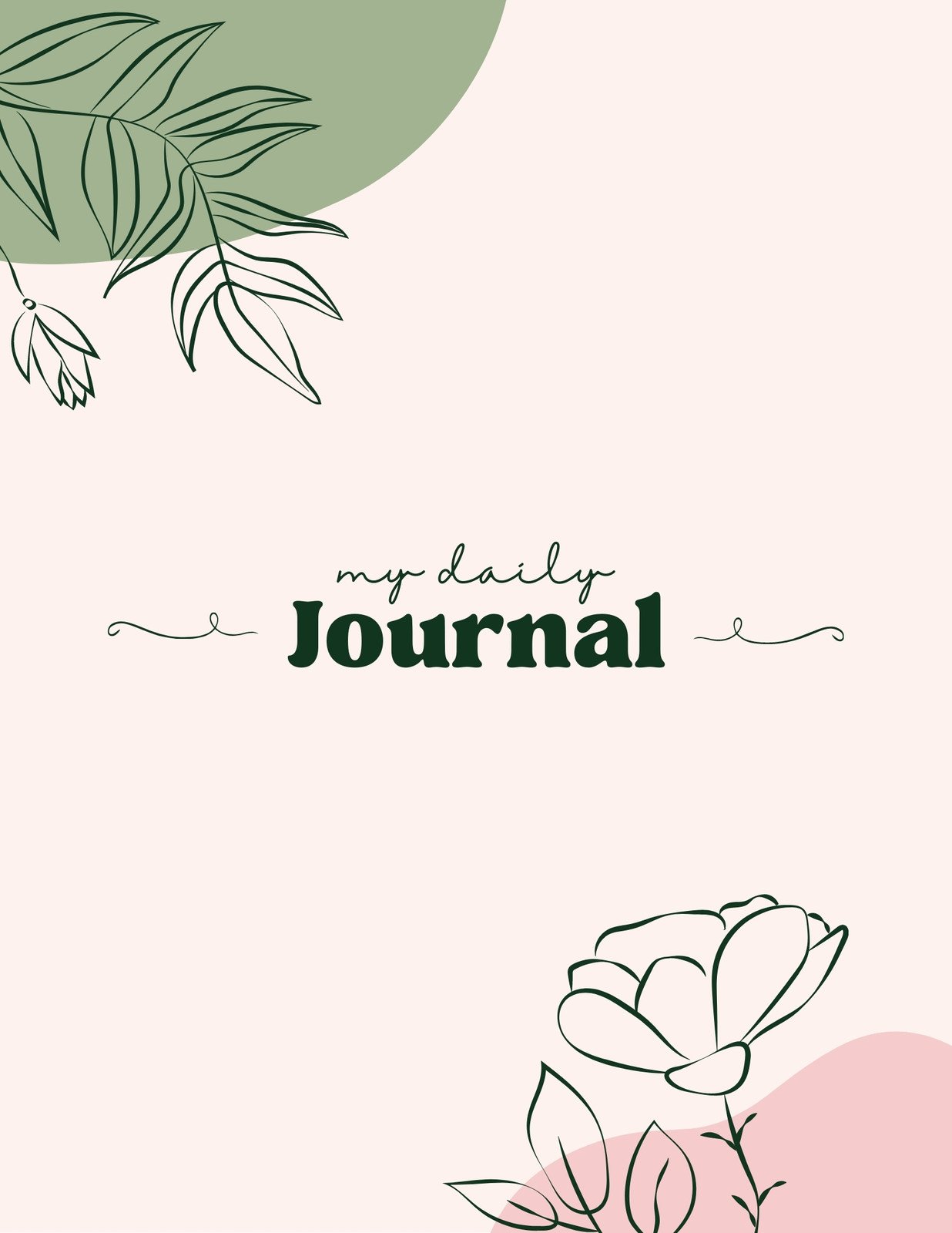Pink and Green Delicate Feminine Daily Journal Notebook