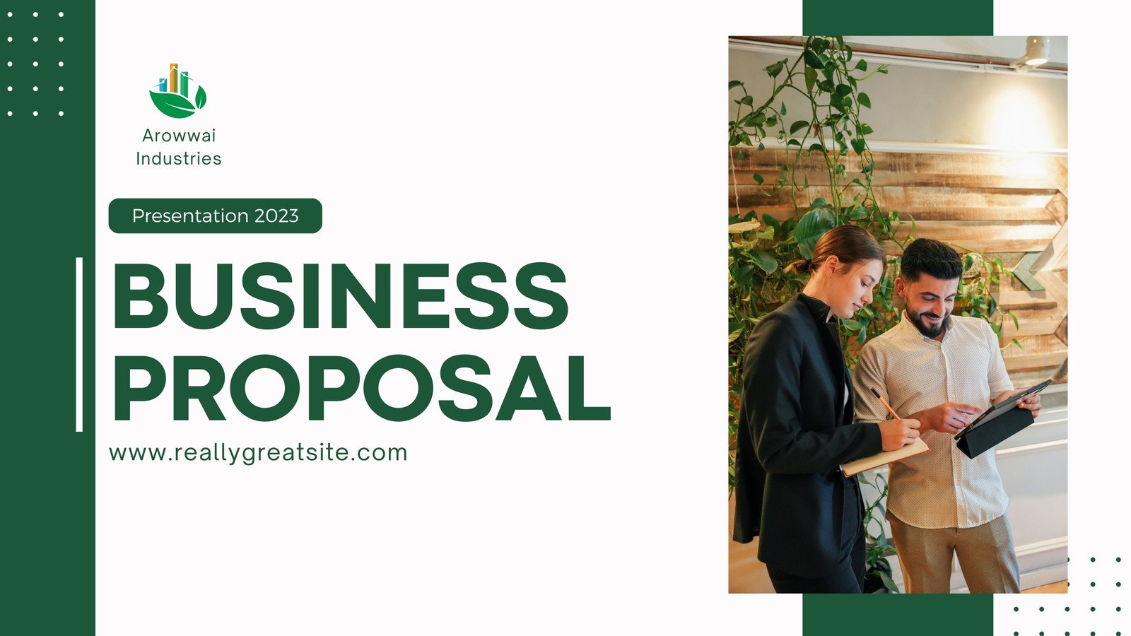 Green minimalist professional Business Proposal Presentation