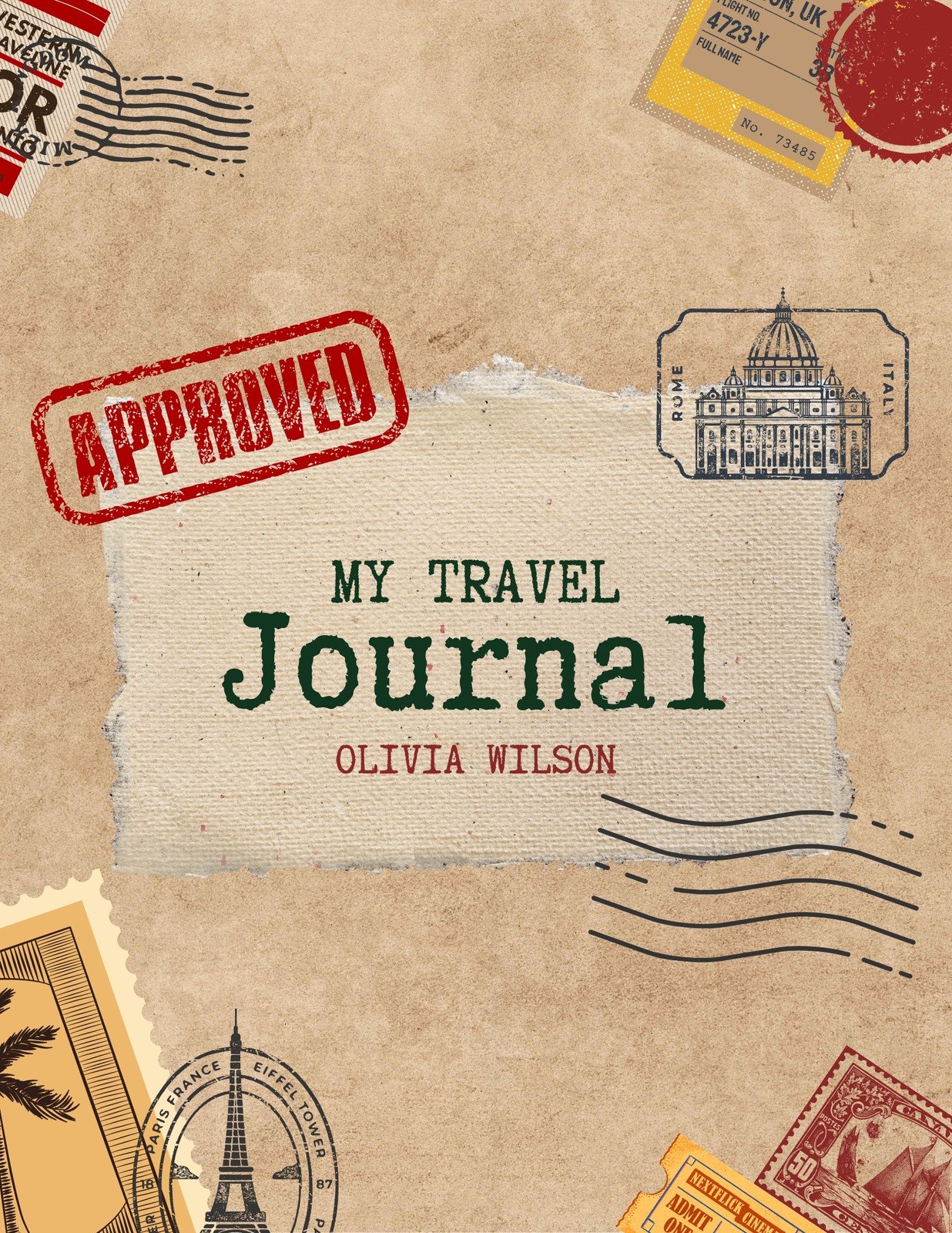 Brown Vintage Travel Journal Notebook